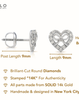 14K White Gold Heart & Ribbon Lab Diamond Studs, 0.20ctw, Screwback