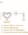Sterling Silver CZ Open Heart Stud Earrings