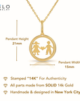 14K Yellow Gold Boy & Girl Heart Pendant Necklace