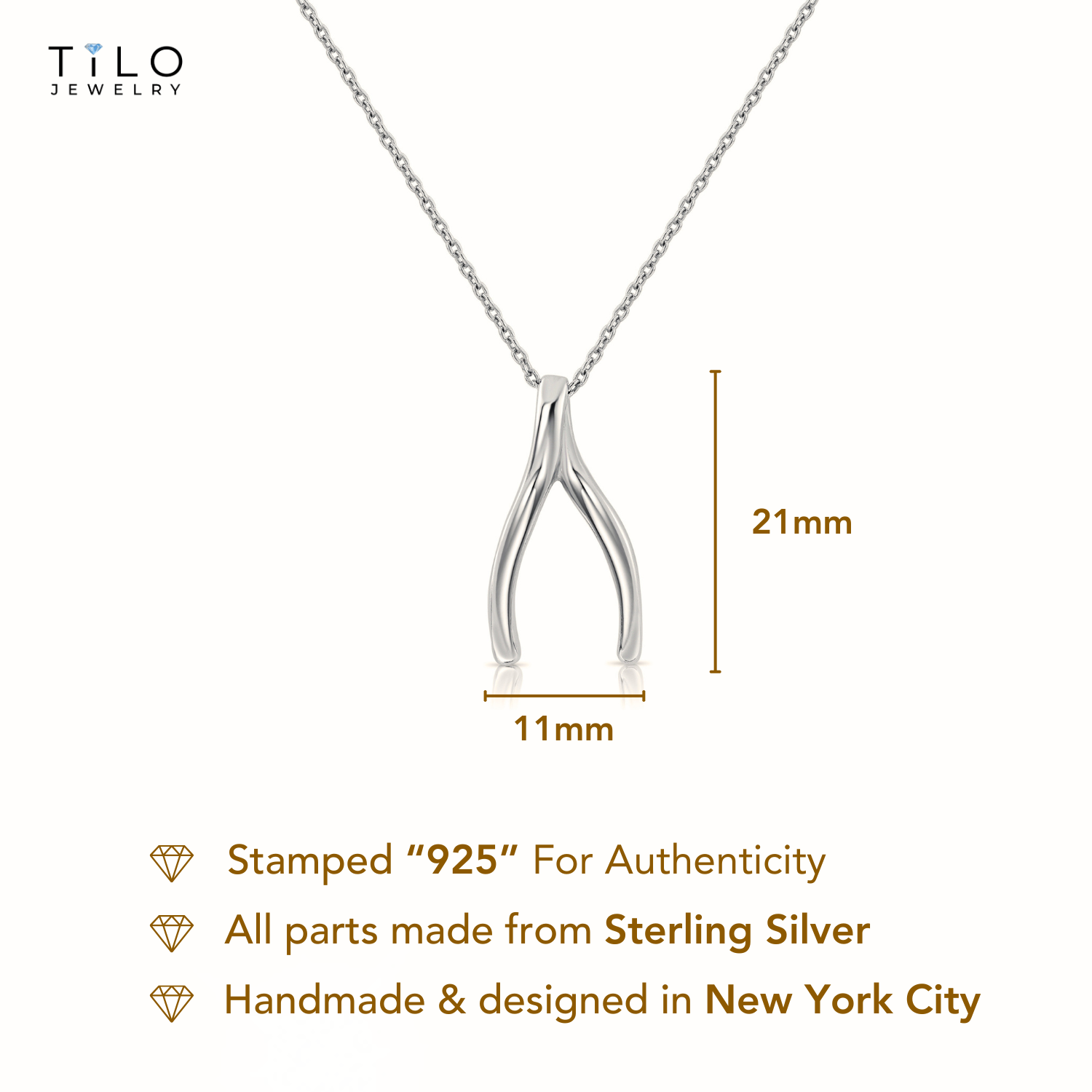 Sterling Silver Wishbone Pendant Necklace