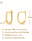 10K Yellow Gold Classic Oval Huggie Hoop Earrings