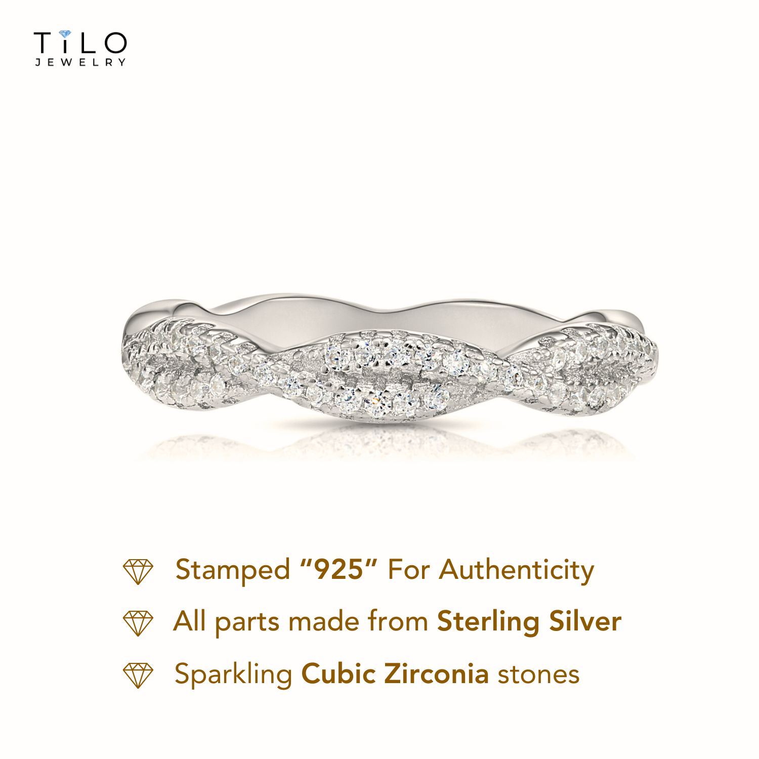Sterling Silver Infinity Crossover Cubic Zirconia Ring – Tilo Jewelry®