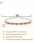 Sterling Silver Garnet CZ Gemstone Bracelet
