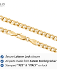 14K Gold Plated Sterling Silver Italian Curb Bracelet
