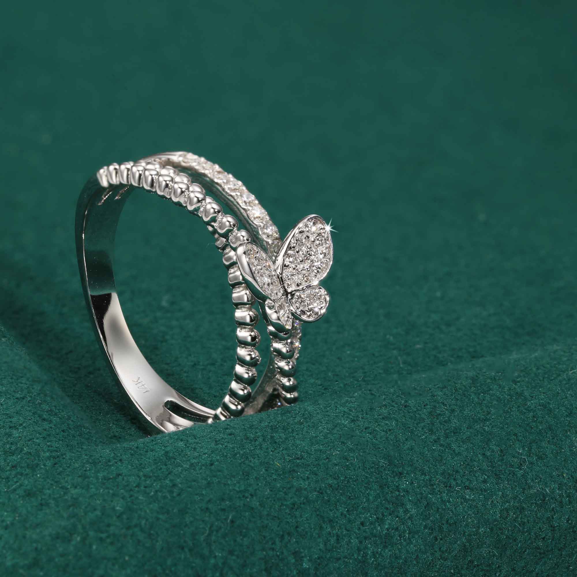 .31 ct. t.w. Diamond Butterfly Ring in 14k White Gold