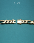 14K Yellow Gold Figaro Link Chain Bracelet, Sizes 7.5in-8.25in
