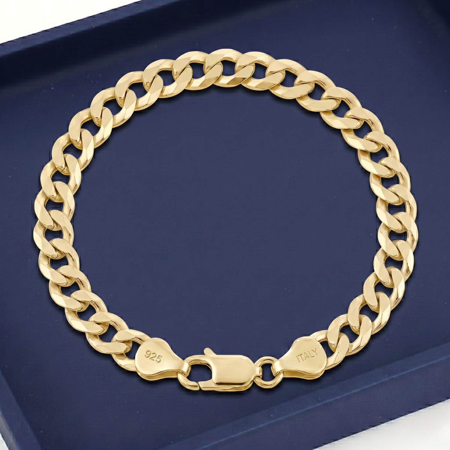 14K Gold Plated Sterling Silver Italian Curb Bracelet