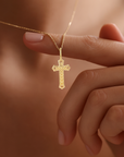 14K Yellow Gold Classic Cross Pendant Necklace