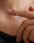 14K White Gold Lab Diamond Open Heart Pendant Necklace, 0.17ctw