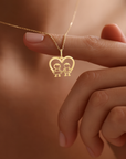 14K Yellow Gold Boy & Girl Heart Pendant Necklace