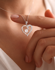 Sterling Silver Open Heart Solitaire CZ Pendant Necklace