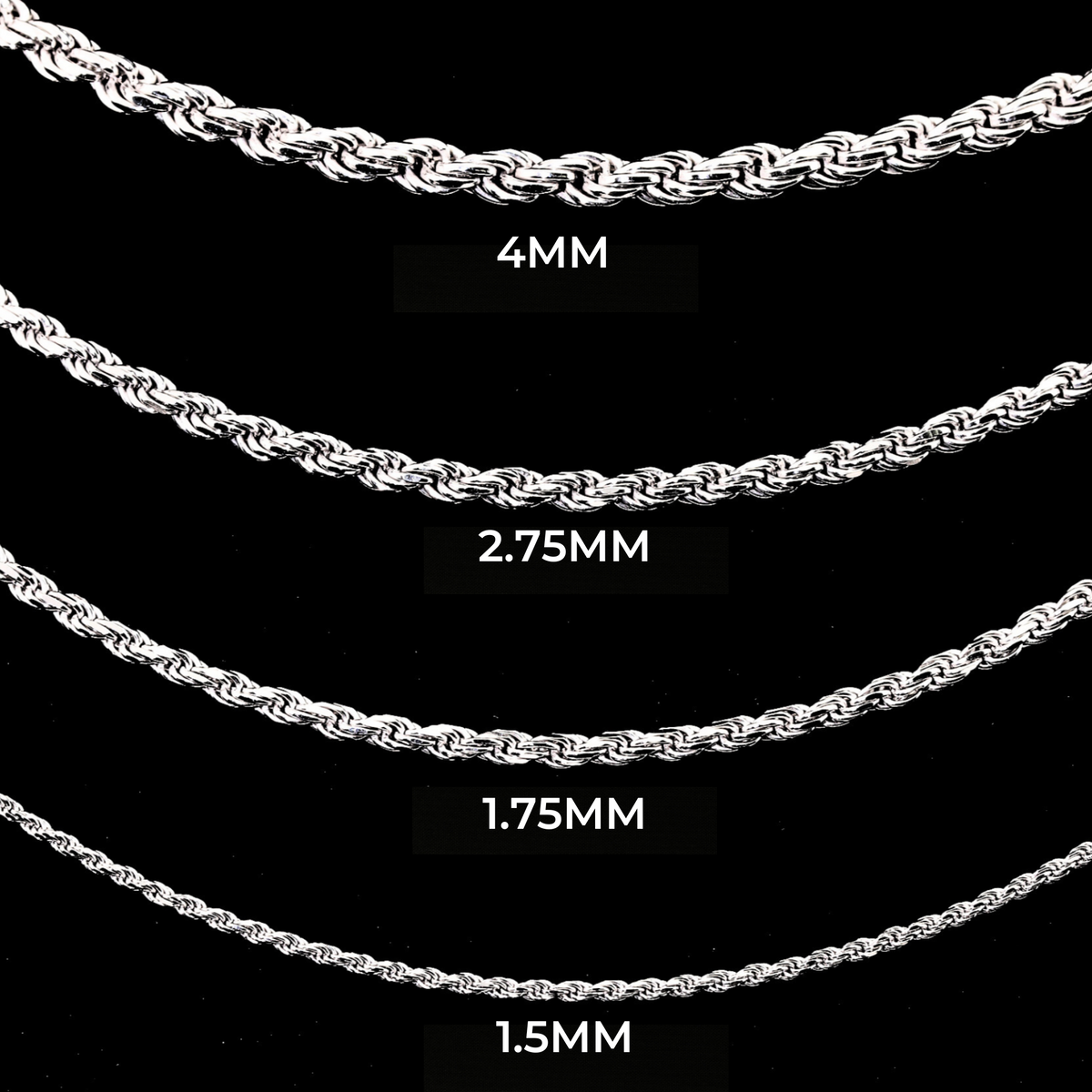 Italian Rope Chain Types Italian Rope Chains with Strong Lobster Lock in Sterling Silver – Tilo ...