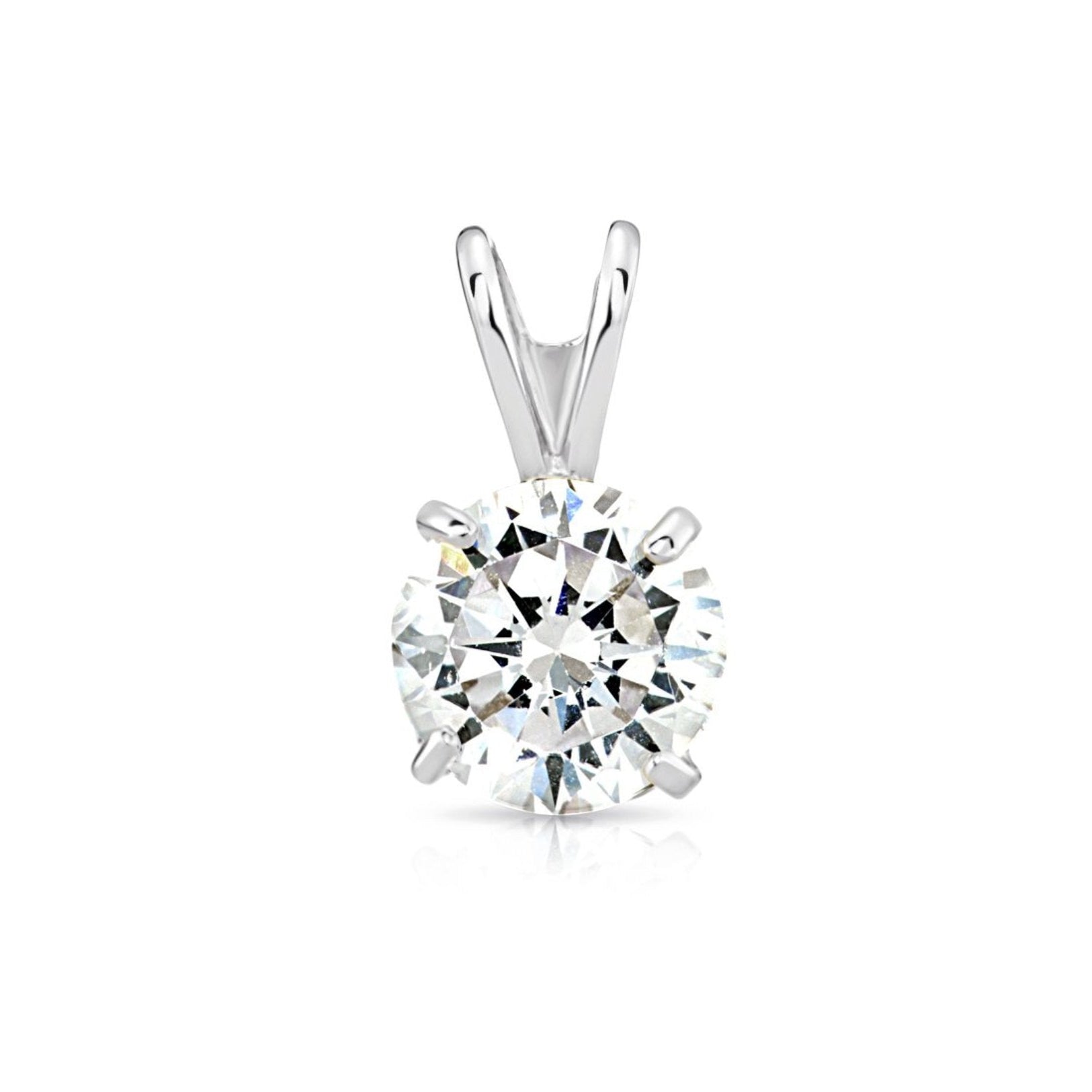 14K White Gold Classic Solitaire Pendant Necklace