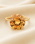 14K Yellow Gold Natural Citrine Gemstone Ring, 5 Carats