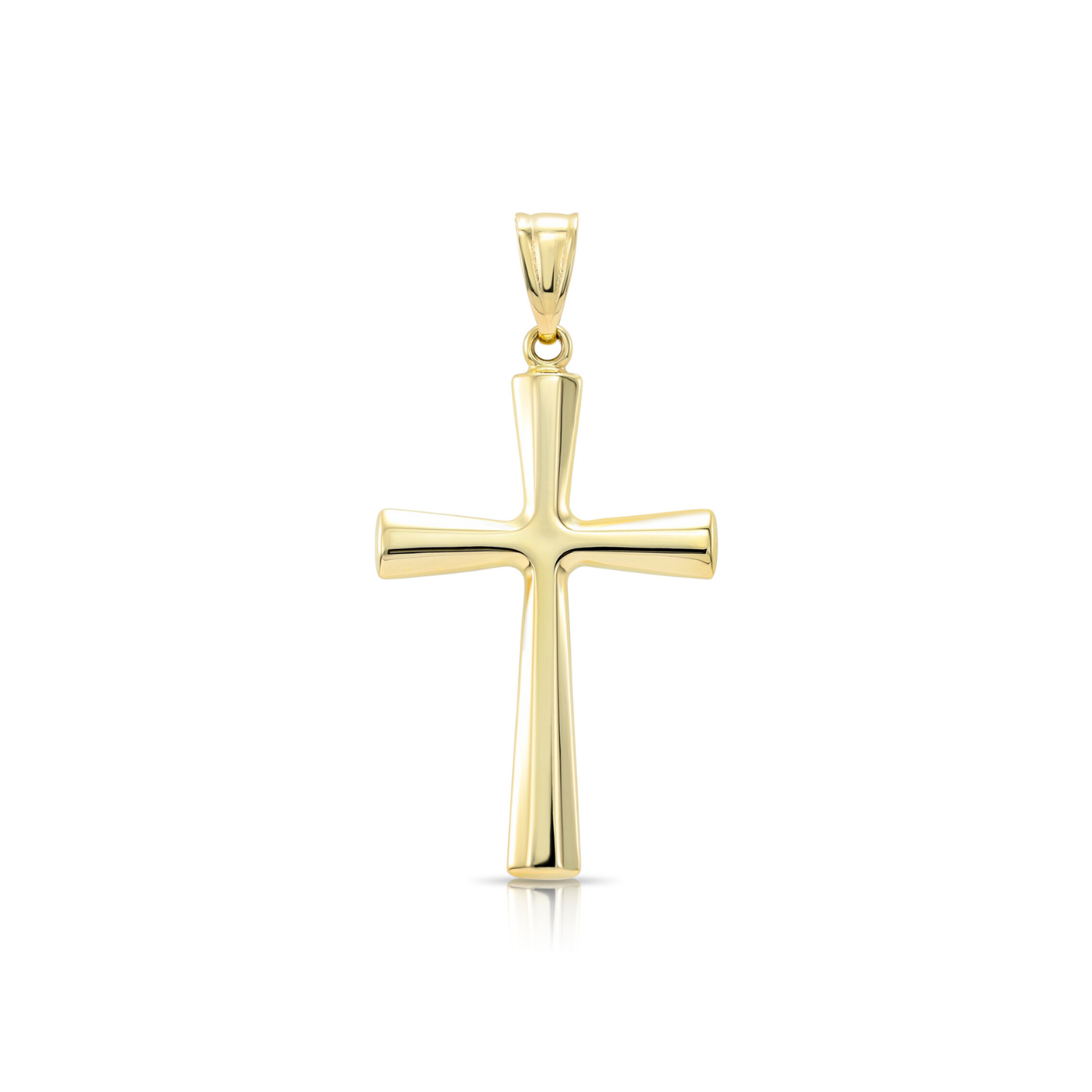 14K Gold Classic Cross Pendant, With 18&quot; Cable Chain Necklace