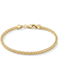 14K Gold Plated Italian Franco Chain Bracelet, Solid Sterling Silver, With Lobster Lock, 7 Inches