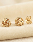 10K Yellow Gold Love Knot Stud Earrings, Pushback