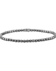 Sterling Silver Diamond-Cut "Tiger" Bead Stretch Bracelet, Gunmetal Finish