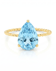 14K Yellow Gold Pear-Cut Sky Blue Topaz Gemstone Ring