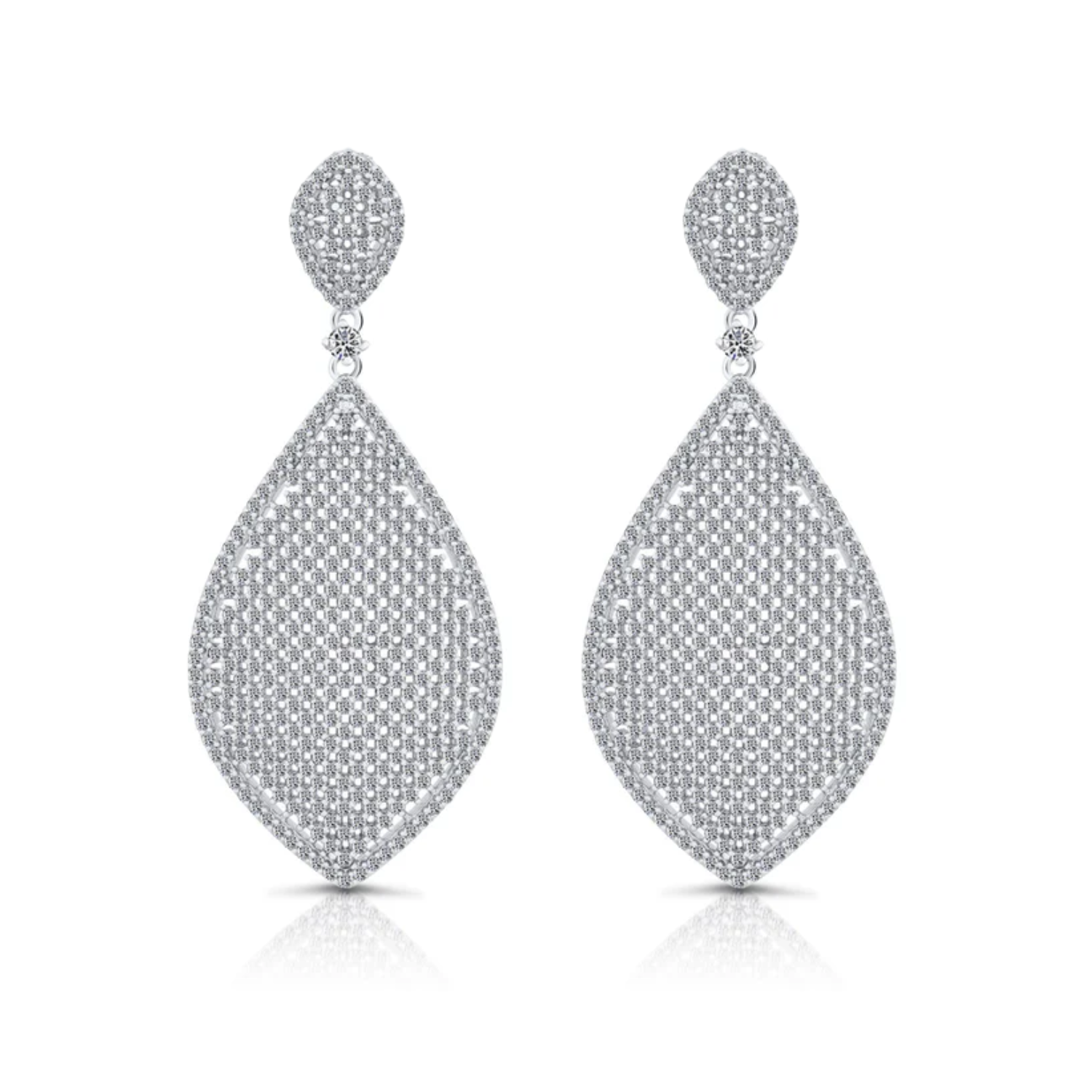Sterling Silver Oval Teardrop Dangle Earrings, With Pushbacks