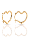10K Yellow Gold Heart Hoop Earrings