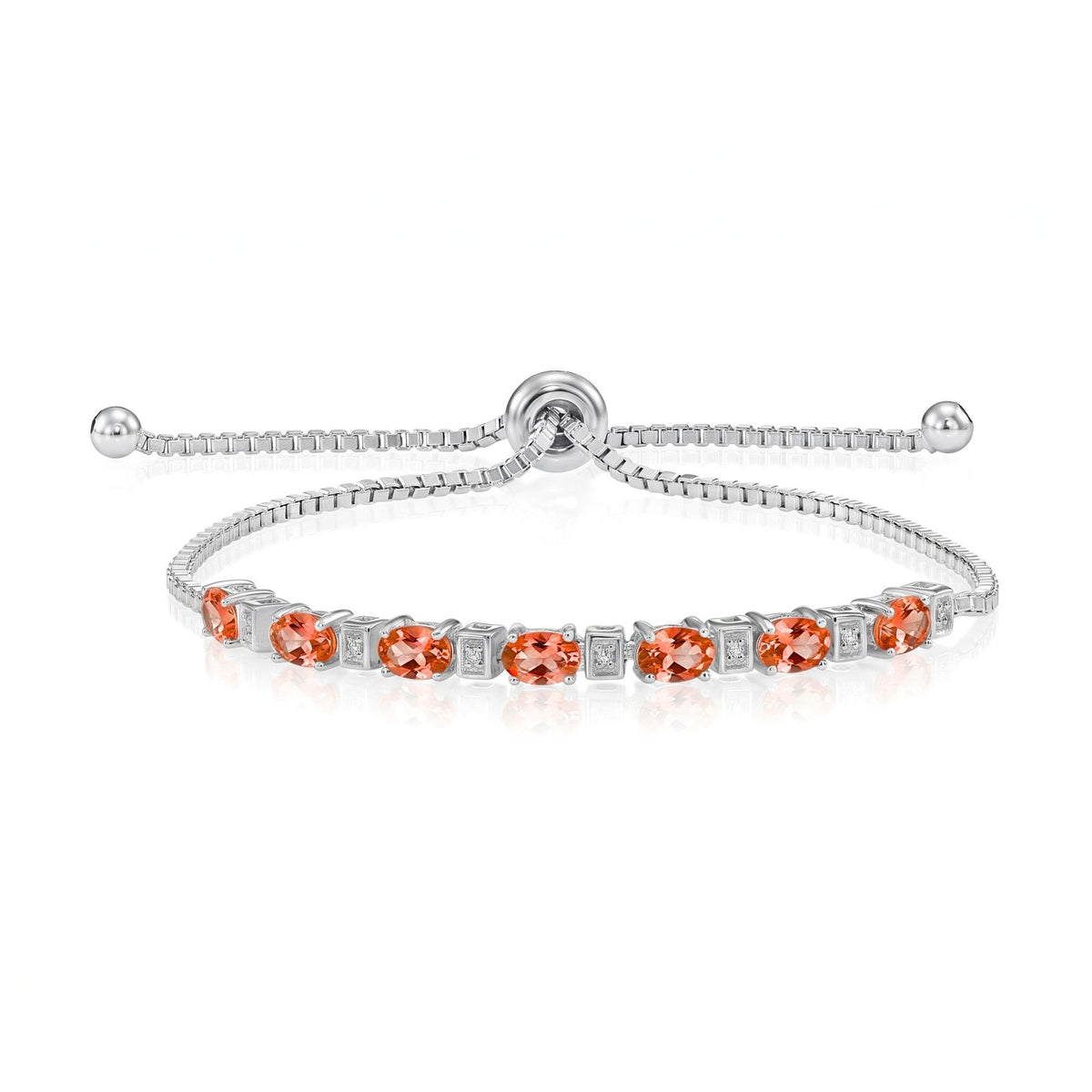 Sterling Silver Garnet CZ Gemstone Bracelet