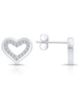 Sterling Silver CZ Open Heart Stud Earrings