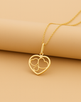 14K Yellow Gold Triple Heart Pendant, With 18" Necklace
