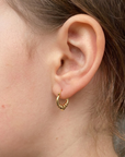 10K Yellow Gold Heart Hoop Earrings