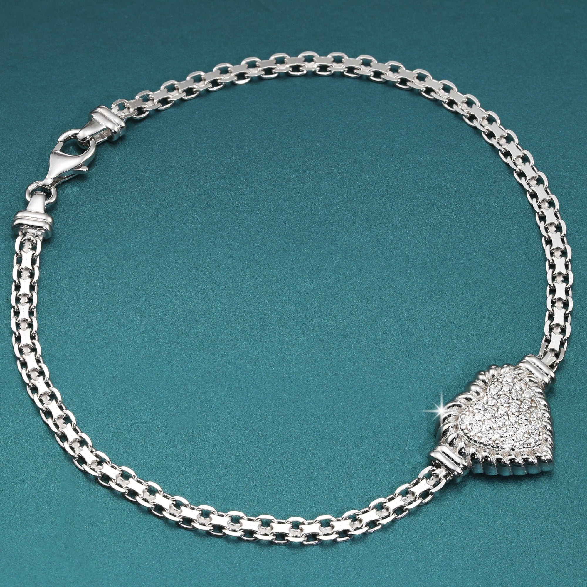 Sterling Silver Heart Bracelet Italian Handmade Love Style Jewelry