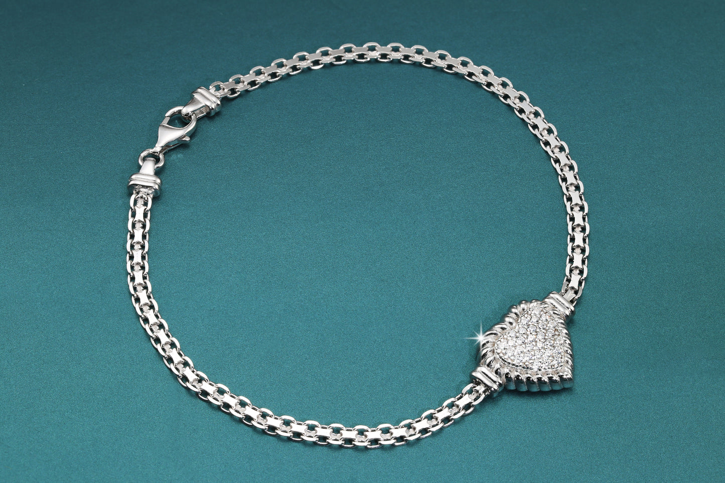 Sterling Silver Heart Bracelet, Italian Handmade Love Style Jewelry