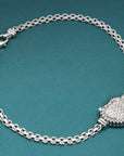 CZ Heart Bracelet, Italian Handmade Love Style Jewelry in Sterling Silver