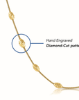 Sterling Silver Gold Plated Diamond-Cut Oval Bead Bracelet