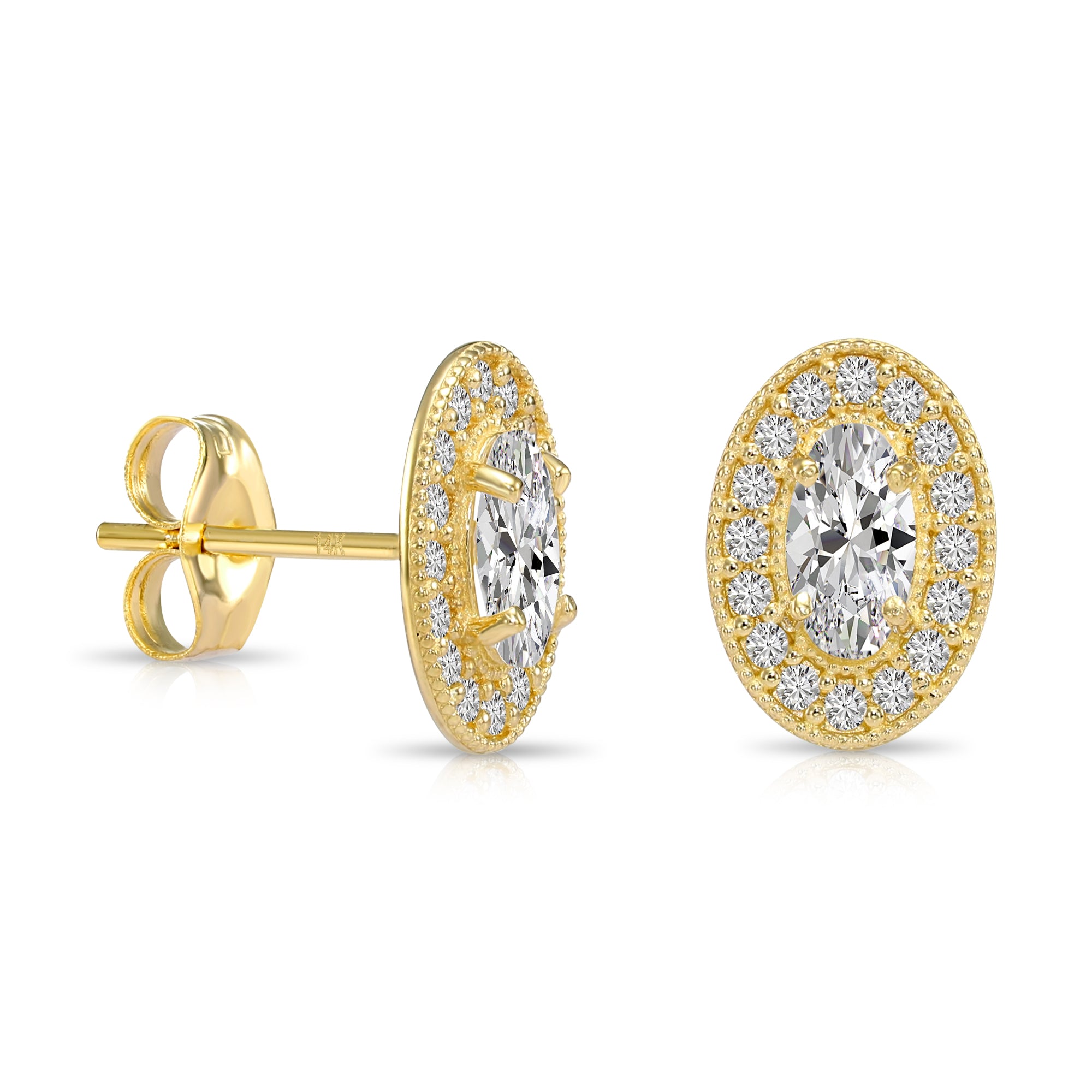 Orecchini A Perno In Argento 925 Con Opale Arancione E Zirconia - Vintage Estate, Pietra Portafortuna Ottobre, 12mm, Ipoallergenici
