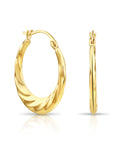 14K Yellow Gold Medium Spiral Hoop Earrings, 21mm