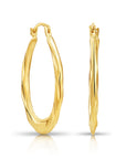 10K Yellow Gold Twisted Oval Hoop Earrings