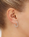 Sterling Silver Shiny Twisted Oval Hoop Earrings, 11mm
