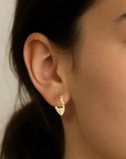 10K Yellow Gold Baby Heart Hoop Earrings, 12mm