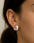 925 Sterling Silver Wide Huggie Hoop Earrings, 15mm