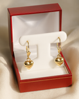 14K Yellow Gold Heart Drop Dangle Earrings
