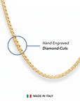 14K Gold Plated Italian Box Chains, Solid Sterling Silver, With Lobster Lock