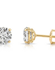 14K Gold Lab Diamond Stud Earrings, Screwback