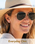 14K Yellow Gold Cubic Zirconia Stud Earrings With Screwbacks