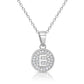 925 Sterling Silver CZ Initial Round Pendant Necklace (Letters A-Z) 16" 18"