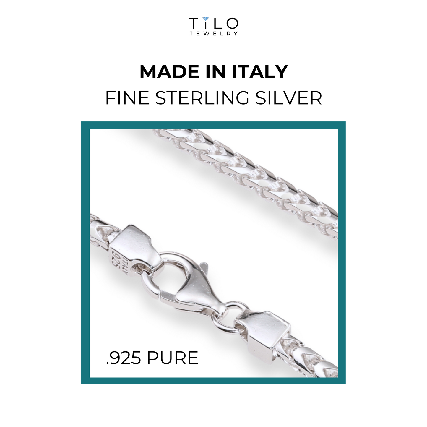 925 Italian Franco Chain, Large Variety of Hot Chains in Sterling Silver with Lobster Locks, Made in Italy