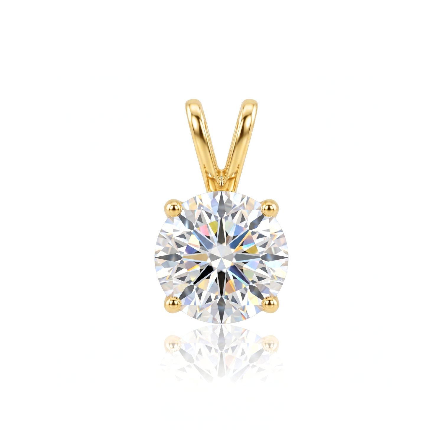 14K Yellow Gold Lab Diamond Solitaire Pendant Necklace
