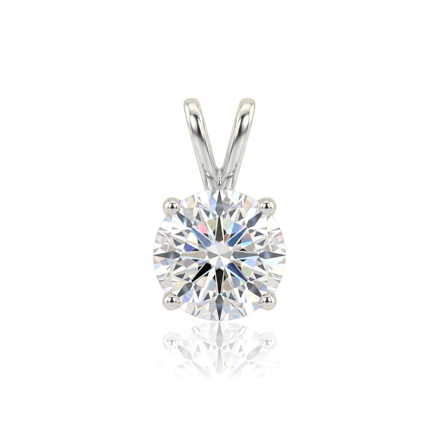 14K White Gold Lab Diamond Solitaire Pendant Necklace