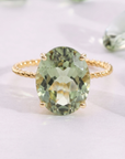 14K Yellow Gold Green Amethyst Oval-Cut Gemstone Ring