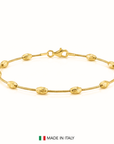 Sterling Silver Gold Plated Diamond-Cut Oval Bead Bracelet