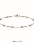 Sterling Silver Diamond-Cut Oval Bead Bracelet